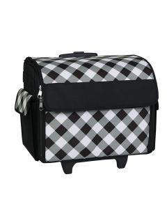 Sewing Machine Trolley Bag on Wheels Black & White Diagonal Check, Sewing Machine Storage Case for Brother, Singer, Bernina and Most Machines Everything Mary EVM8800-21