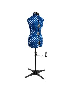 Adjustable Dressmakers Dummy in Navy Polka Dot with Hem Marker, Dress Form Sizes 10 to 20, Pin, Measure, Fit and Display your Clothes on this Tailors Dummy Sewing Online 5903