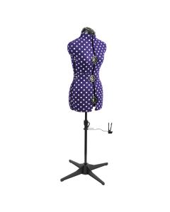 Adjustable Dressmakers Dummy in Purple Polka Dot with Hem Marker, Dress Form Sizes 6 to 22, Pin, Measure, Fit and Display your Clothes on this Tailors Dummy Sewing Online 5906