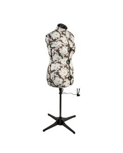 Adjustable Dressmakers Dummy in a Grey Hollyhock Fabric with Hem Marker, Dress Form Sizes 16 to 20, Pin, Measure, Fit and Display your Clothes on this Tailors Dummy Sewing Online 5901B