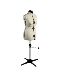 Adjustable Dressmakers Dummy in Beige Sugar Ditsy Fabric with Hem Marker, Dress Form Sizes 16 to 20, Pin, Measure, Fit and Display your Clothes on this Tailors Dummy Sewing Online 5914B