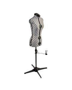 Sewing Online Adjustable Dressmakers Dummy, in Grey Polka Dot with Hem Marker, Dress Form Sizes 6 to 10 - Pin, Measure, Fit and Display your Clothes on this Tailors Dummy - 5916P