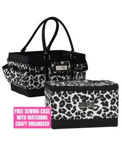 Craft Organiser Bag Cheetah print, Collapsible Caddy and Tote with Compartments for Sewing, Scrapbooking, Paper Craft and Art Everything Mary EVM13188-1