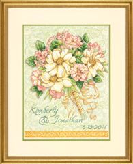Wedding Record Bouquet Gold Counted Cross Stitch Kit Dimensions D70-35275