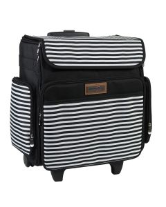 Craft Trolley BagBlack and White Stripe, Collapsible Papercraft Tote with Wheels for Scrapbook & Art Storage, Organiser Case for Supplies and AccessoriesEverything Mary EVM12737-5