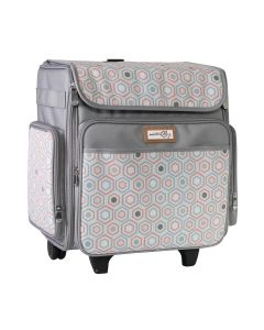 Craft Trolley Bag Grey Hexagon, Craft Organiser on Wheels for Sewing, Scrapbooking, Paper Craft and Art, Storage Case for Supplies and Accessories Everything Mary EVM12737-7