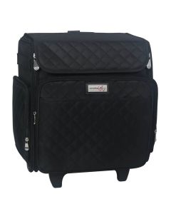 Craft Trolley Bag Black Quilted, Craft Organiser on Wheels for Sewing, Scrapbooking, Paper Craft and Art, Storage Case for Supplies and Accessories Everything Mary EVM12790-1