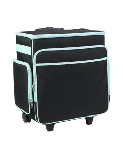 Craft Trolley Bag Black & Mint, Craft Organiser on Wheels for Sewing, Scrapbooking, Paper Craft and Art, Storage Case for Supplies and Accessories Everything Mary EVM12855-1