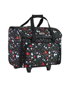 Craft Trolley BagBlack Floral , Collapsible Papercraft Tote with Wheels for Scrapbook & Art Storage, Organiser Case for Supplies and AccessoriesEverything Mary EVM13345-1