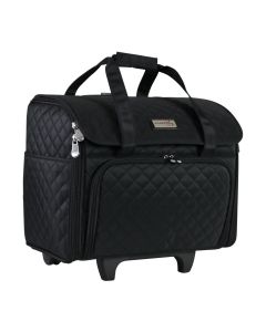 Craft Trolley BagBlack quilted , Collapsible Papercraft Tote with Wheels for Scrapbook & Art Storage, Organiser Case for Supplies and AccessoriesEverything Mary EVM13346-1