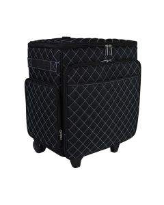 Craft Trolley BagBlack quilted with blue stitching, Papercraft Tote with Wheels for Scrapbook & Art Storage, Organiser Case for Supplies and AccessoriesEverything Mary EVM13737-1