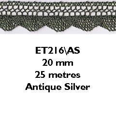Metallic Lace 20mm Essential Trimmings ET216----