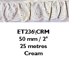 Broderie Anglais Frilled 50mm Essential Trimmings ET236----