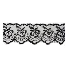 Embroidered Lace: 27.4m X 50mm :: Black Essential Trimmings ET430-BLK