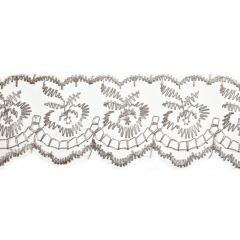 Embroidered Lace: 27.4m X 50mm :: Silver Essential Trimmings ET430-SLV