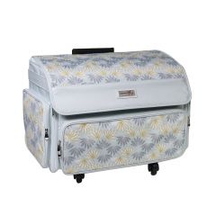 12739-3 Grey Floral 360deg Rolling Sewing Case 4 Wheeled Overlocker or Sewing Machine Trolley Bag Everything Mary EVM12739-3