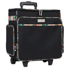 Craft Trolley Bag Black & Floral, Craft Organiser on Wheels for Sewing, Scrapbooking, Paper Craft and Art, Storage Case for Supplies and Accessories Everything Mary EVM6362-10