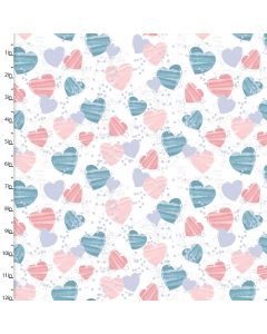 Brushed Cotton Craft Fabric 110cm wide x 1m Mommy and Me Collection - Hearts