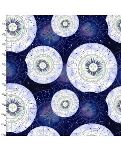 Cotton Craft Fabric 110cm wide x 1m Magical Galaxy Metallic Collection-Celestial Charts Sewing Online 17160-MLT
