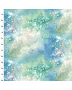 Cotton Craft Fabric 110cm wide x 1m Magical Galaxy Metallic Collection-Twilight Sky Sewing Online 17166-GRN