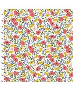 Cotton Craft Fabric 110cm wide x 1m Feed The Bees Collection-Floral Sewing Online 17214-WHT