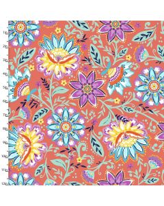Cotton Craft Fabric 110cm wide x 1m Summer Song Collection-Mango Floral Sewing Online 17266-MANGO