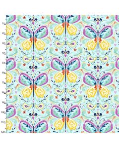 Cotton Craft Fabric 110cm wide x 1m Summer Song Collection-Blue Butterflies