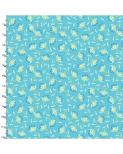Cotton Craft Fabric 110cm wide x 1m Summer Song Collection-Turq Bloom Sewing Online 17273-TURQ