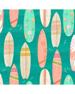 Cotton Craft Fabric 110cm wide x 1m Beach Travel Collection-Surf Boards Sewing Online 17333-TRQ