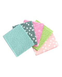 Hearts & Flowers Themed Pack of 5 Cotton Fat Quarters Sewing Online FA230