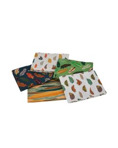 Geo Feathers Green Themed Pack of 5 Cotton Fat Quarters Sewing Online FA236