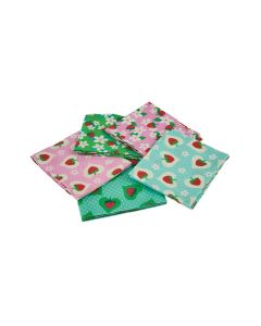 Indie Pop Strawberry Themed Pack of 5 Cotton Fat Quarters Sewing Online FA242