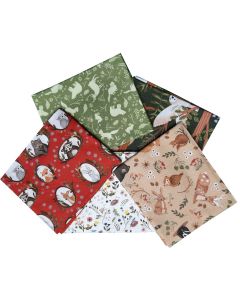 Cosy Forest Design Fat Quarter Bundle-Pack of 5 Cotton Fat Quarters Sewing Online FE0134