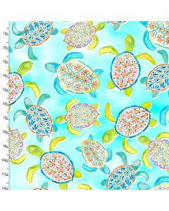 Cotton Craft Fabric 110cm wide x 1m Sandsational Collection-Sea Turtle Cove Sewing Online 22927-AQU