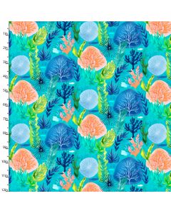 Cotton Craft Fabric 110cm wide x 1m Sandsational Collection-Under The Sea Sewing Online 22930-TRQ