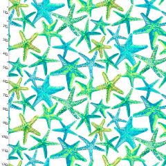 Cotton Craft Fabric 110cm wide x 1m Sandsational Collection-Starfish Toss Sewing Online 22931-WHT