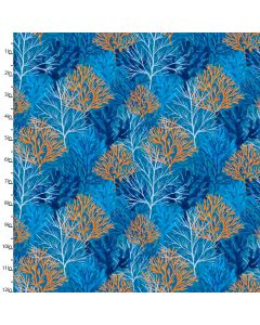 Cotton Craft Fabric 110cm wide x 1m Sandsational Collection-Coral Reef Sewing Online 22932-BLU