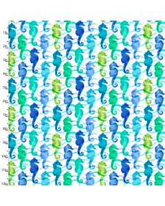 Cotton Craft Fabric 110cm wide x 1m Sandsational Collection-Sea Horsing Around Sewing Online 22935-TRQ