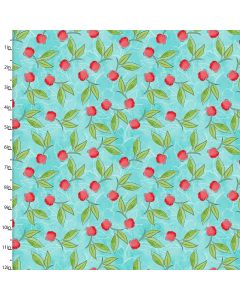 Cotton Craft Fabric 110cm wide x 1m Sweet Summertime Collection-Cherries Galore Sewing Online 22952-TURQ