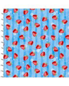 Cotton Craft Fabric 110cm wide x 1m Sweet Summertime Collection-Strawberry Stripe Sewing Online 22954-BLU