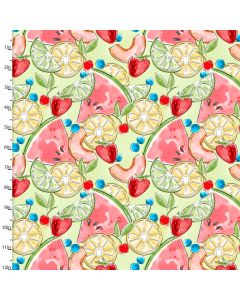 Cotton Craft Fabric 110cm wide x 1m Sweet Summertime Collection-Tossed Fruit Sewing Online 22956-GRN