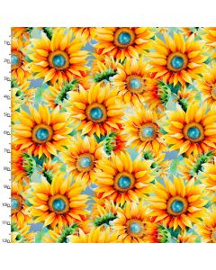 Cotton Craft Fabric 110cm wide x 1m Hummingbird Bouquet Collection-Sunflower Jewels Sewing Online 22957-YLW