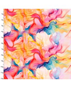 Cotton Craft Fabric 110cm wide x 1m Hummingbird Bouquet Collection-Watercolour Swirls Sewing Online 22958-MLT