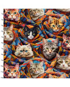 Cotton Craft Fabric 110cm wide x 1m Purrfectly Playful Collection-Purrfect Purrito Sewing Online 22963-MLT