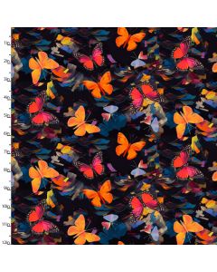 Cotton Craft Fabric 110cm wide x 1m Purrfectly Playful Collection-Bold Butterflies Sewing Online 22966-BLK