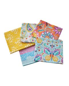 Summer Song Fat Quarter Bundle 2. Pack of 5 Cotton Fat Quarters - Sewing Online FE0120