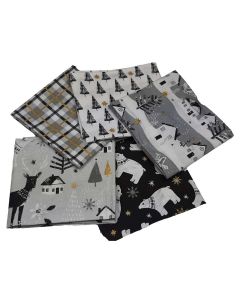 Peace on Earth Metallic Christmas Fat Quarter Bundle-Pack of 5 Cotton Fat Quarters Sewing Online FE0124