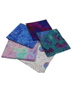 Starlight Design 2 Metallic Fat Quarter Bundle-Pack of 5 Cotton Fat Quarters Sewing Online FE0127