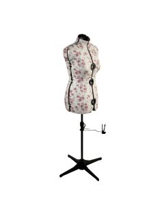 Adjustable Dressmakers Dummy in a Rosebuds Floral Fabric with Hem Marker, Dress Form Sizes 10 to 16, Pin, Measure, Fit and Display your Clothes on this Tailors Dummy Sewing Online FLORALMEDIUM