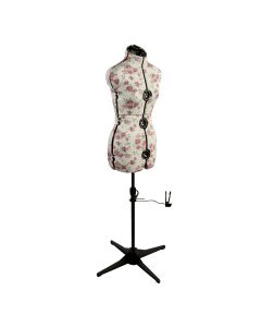 Adjustable Dressmakers Dummy in a Rosebuds Floral Fabric with Hem Marker, Dress Form Sizes 16 to 20, Pin, Measure, Fit and Display your Clothes on this Tailors Dummy Sewing Online FLORALSMALL